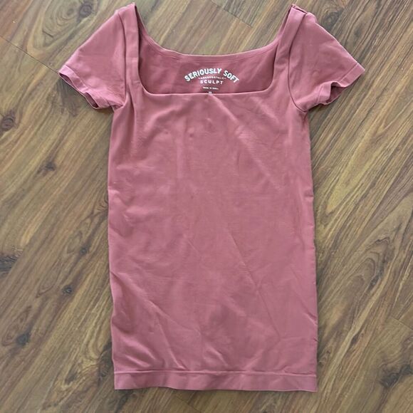 NWOT Aeropostale seriously soft square neck T-shirt sculpt light rust xs - Picture 1 of 3